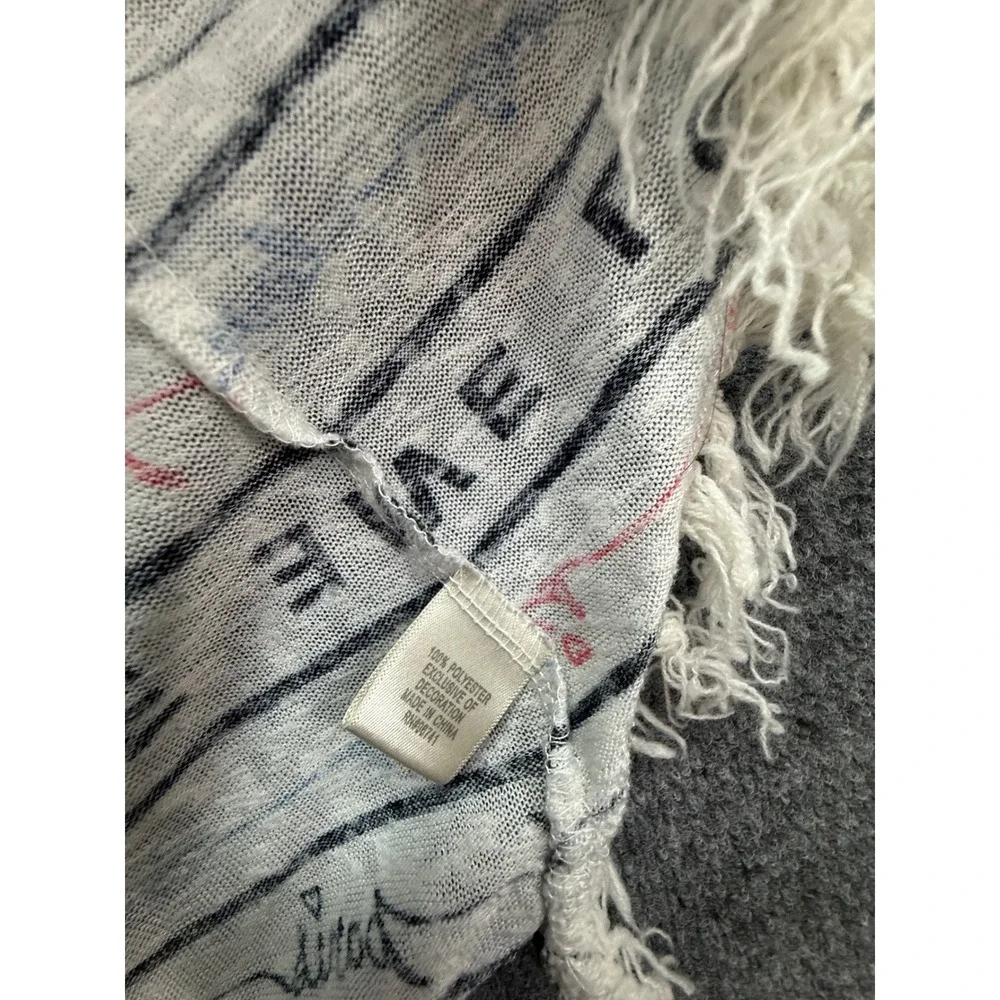 Self Esteem Vest Kids Large Gray Paris Heart Fringe Hooded Layering Top Boho Y2K